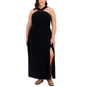 I.N.C. International Concepts Plus Size 2X Halter Side Slit Black Maxi Dress NWT